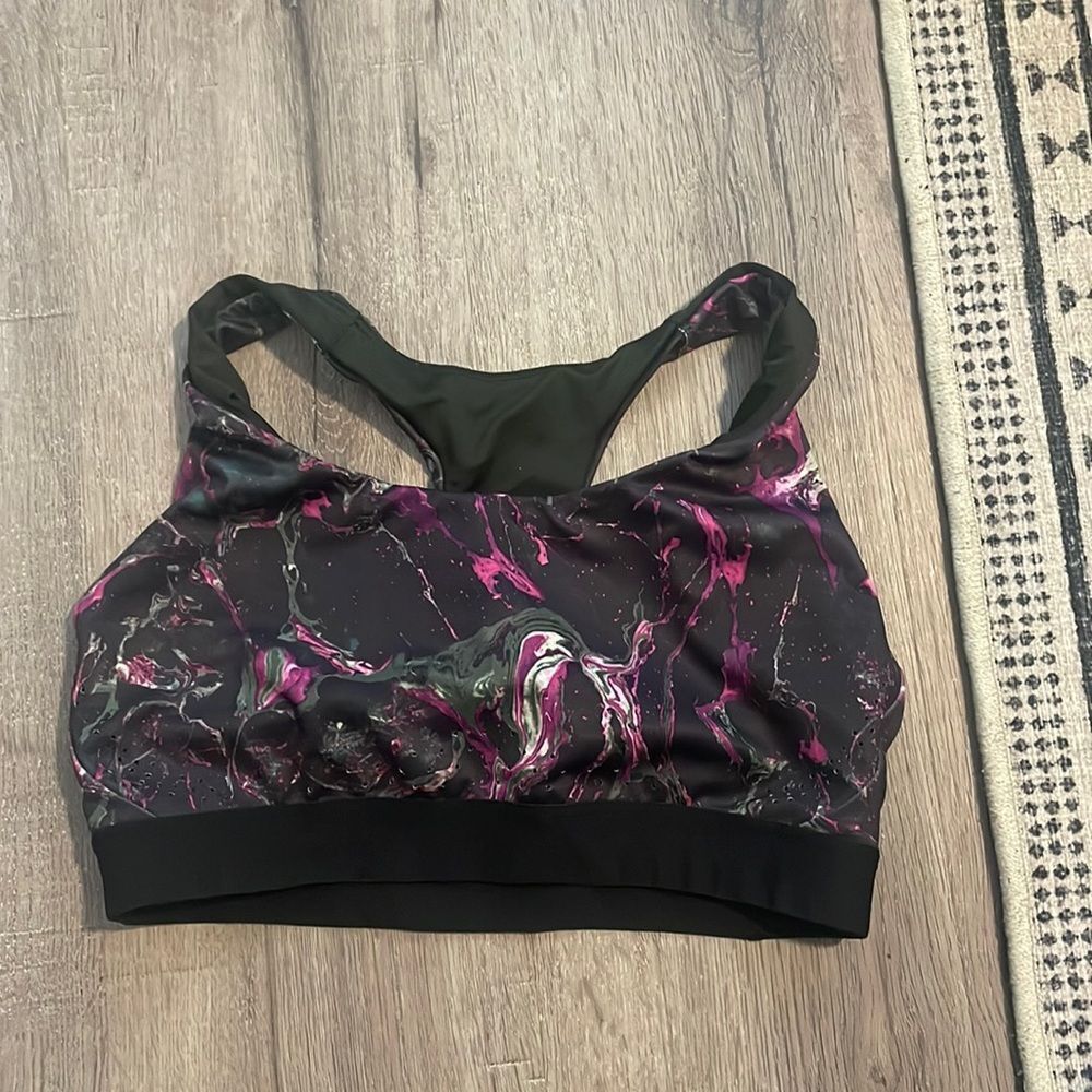 EUC Apt 9 Large Reversible Green Black and Purple Sports Bra